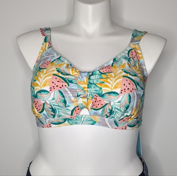 NWT Birdsong Green Pink Yellow One In A Melon Watermelon Bikini Top 38G - Picture 1 of 10